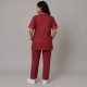 Hangerage Female Staff Dress | Polycotton, Stylish, Comfortable | Half Sleeves | Style with White Pipine | Ideal For Health care Professionals | Color (Maroon) Sizes XS - XXL
