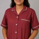 Hangerage Female Staff Dress | Polycotton, Stylish, Comfortable | Half Sleeves | Style with White Pipine | Ideal For Health care Professionals | Color (Maroon) Sizes XS - XXL