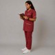 Hangerage Female Staff Dress | Polycotton, Stylish, Comfortable | Half Sleeves | Style with White Pipine | Ideal For Health care Professionals | Color (Maroon) Sizes XS - XXL