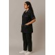 Hangerage Female Staff Dress | Polycotton, Stylish, Comfortable | Half Sleeves | Style with White Pipine | Ideal For Health care Professionals | Color (Black) Sizes  XS - XXL