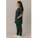 Hangerage Female Staff Dress | Polycotton, Stylish, Comfortable | Half Sleeves | Style with White Pipine | Ideal For Health care Professionals | Color (Bottle Green) Sizes XS - XXL