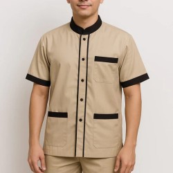 Hangerage Male Staff Uniform Set – Beige Polycotton Shirt & Trouser | Size (S-2XL)