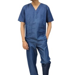 Hangerage Doctor Scrub Suit | Denim Scrub Suit | 4-Pockets Scrub Suit | Half Sleeves | V Neck | Unisex | 