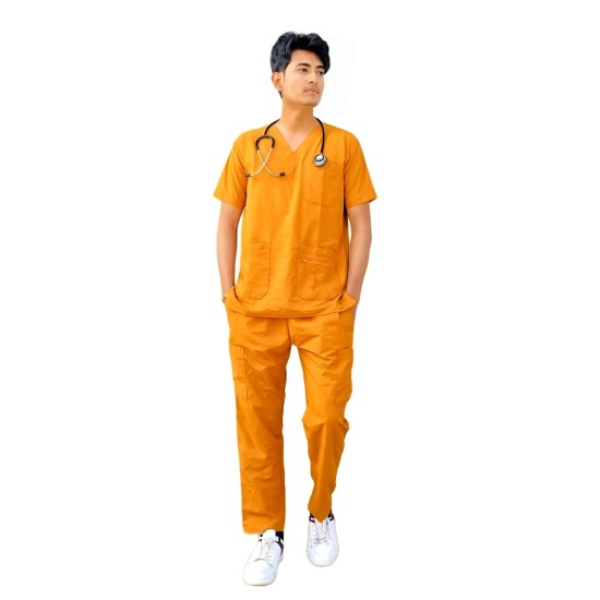 Hangerage Doctor Scrub Suit | Rust Color | 4-Pockets Scrub Suit | Half Sleeves | V Neck  | Unisex