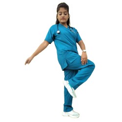 DOCTOR SCRUB SUIT -  TEEL BLUE  COLOR | V  NECK | UNISEX PATTERN 