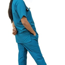 DOCTOR SCRUB SUIT -  TEEL BLUE  COLOR | V  NECK | UNISEX PATTERN 