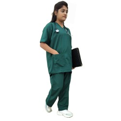 DOCTOR SCRUB SUIT -  BOTTLE GREEN  COLOR | V  NECK | UNISEX PATTERN 