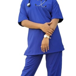 DOCTOR SCRUB SUIT | DUAL CHEST POCKET | ONE ARM POCKET | V  NECK | UNISEX PATTERN | BLUE COLOR