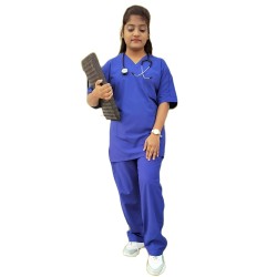 DOCTOR SCRUB SUIT | DUAL CHEST POCKET | ONE ARM POCKET | V  NECK | UNISEX PATTERN | BLUE COLOR