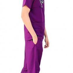 Hangerage Doctor Scrub Suit | Wine Color | 4-Pockets Scrub Suit | Half Sleeves | V Neck | Unisex