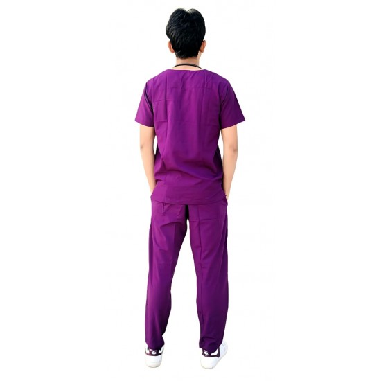 Hangerage Doctor Scrub Suit | Wine Color | 4-Pockets Scrub Suit | Half Sleeves | V Neck | Unisex