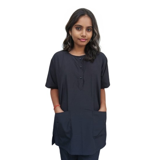  Hangerage Scrub Suit | Unisex | Stylish, Comfortable | Black Color | Ideal For Health care Professionals | Sizes S - XXL