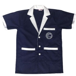 Hangerage Navy Staff Apron | Unisex_3-Pocket Apron | Half Sleeves | V Neck | style with White collar | Comfortable | Durable | Uniform for Medical Professionals (Staff & Nursing)