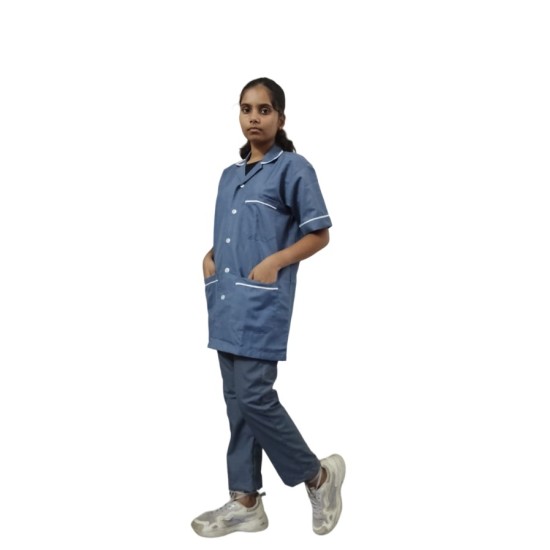 Hangerage Staff Dress || Unisex | Polycotton, Stylish, Comfortable | Half Sleeves | Style with White Pipine | Ideal For Health care Professionals | Color (Grey) Sizes S - XXL