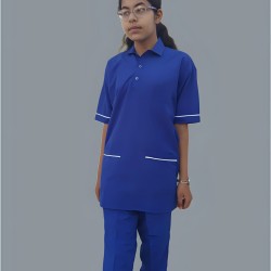 Hangerage Staff Dress || Unisex | Polycotton, Stylish, Comfortable | Half Sleeves | Style with White Pipine | Ideal For Health care Professionals | Color (Royal Blue) Sizes XS - XXXL