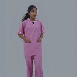 Hangerage Staff Dress || Unisex | Polycotton, Stylish, Comfortable | Half Sleeves | Style with White Pipine | Ideal For Health care Professionals | Color (Pink) Sizes XS - XXXL