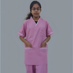 Hangerage Staff Dress || Unisex | Polycotton, Stylish, Comfortable | Half Sleeves | Style with White Pipine | Ideal For Health care Professionals | Color (Pink) Sizes XS - XXXL