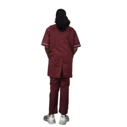 Hangerage Staff Dress || Unisex | Polycotton, Stylish, Comfortable | Half Sleeves | Style with White Pipine | Ideal For Health care Professionals | Color (Maroon) Sizes S - XXL