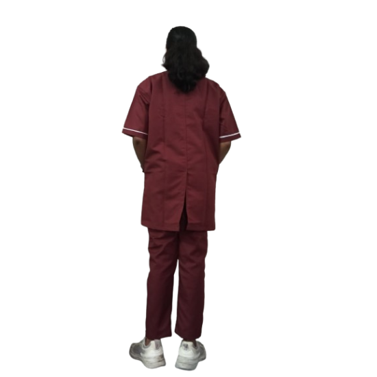 Hangerage Staff Dress || Unisex | Polycotton, Stylish, Comfortable | Half Sleeves | Style with White Pipine | Ideal For Health care Professionals | Color (Maroon) Sizes S - XXL