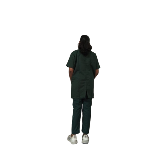 Hangerage Staff Dress || Unisex | Polycotton, Stylish, Comfortable | Half Sleeves | Style with White Pipine | Ideal For Health care Professionals | Color (Bottle Green) Sizes S - XXL