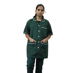 Hangerage Staff Dress || Unisex | Polycotton, Stylish, Comfortable | Half Sleeves | Style with White Pipine | Ideal For Health care Professionals | Color (Bottle Green) Sizes S - XXL