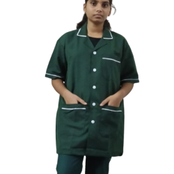 Hangerage Staff Dress || Unisex | Polycotton, Stylish, Comfortable | Half Sleeves | Style with White Pipine | Ideal For Health care Professionals | Color (Bottle Green) Sizes S - XXL