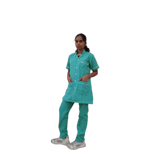 Hangerage Staff Dress || Unisex | Polycotton, Stylish, Comfortable | Half Sleeves | Style with White Pipine | Ideal For Health care Professionals | Color (Medical Green) Sizes S - XXL