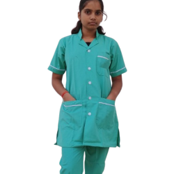 Hangerage Staff Dress || Unisex | Polycotton, Stylish, Comfortable | Half Sleeves | Style with White Pipine | Ideal For Health care Professionals | Color (Medical Green) Sizes S - XXL