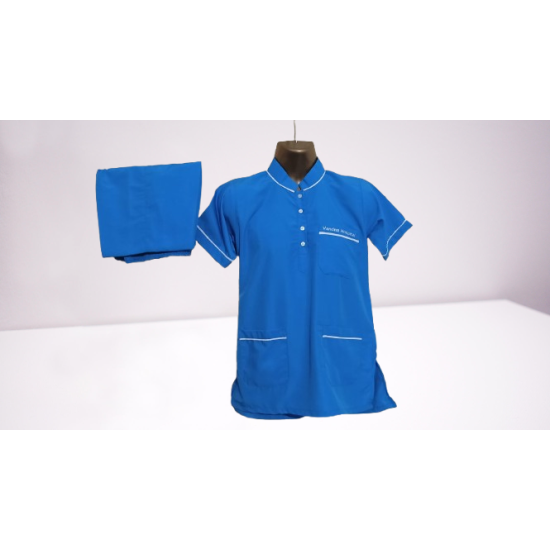 Hangerage Staff Dress | Unisex | Polycotton, Stylish, Comfortable | Half Sleeves | Style with White Pipine | Ideal For Health care Professionals | Color (Sky Blue) Sizes XS - 3XL