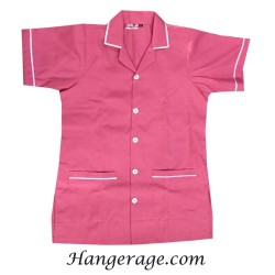 FEMALE STAFF DRESS- PINK COLOUR, POLYSTER/COTTON SUITING FABRIC