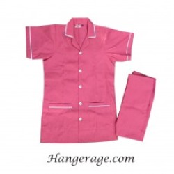 FEMALE STAFF DRESS- PINK COLOUR, POLYSTER/COTTON SUITING FABRIC