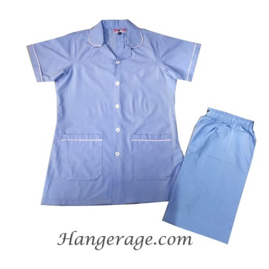 FEMALE TUNIC SET FOR HOSPITAL STAFF- LIGHT BLUE COLOUR, HALF SLEEVES