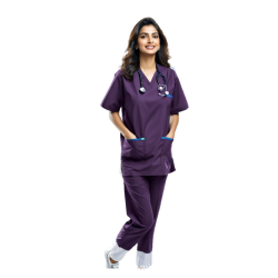 FEMALE SCRUB SUIT |HALF SLEEVES |5 POCKETS|WINE COLOR | FABRIC PV SPUN|BEST FITTED FOR MEDICAL PROFESSIONALS