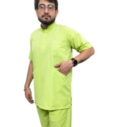 Hangerage Scrub Set (Lemon Green)_ Half Sleeves _Unisex