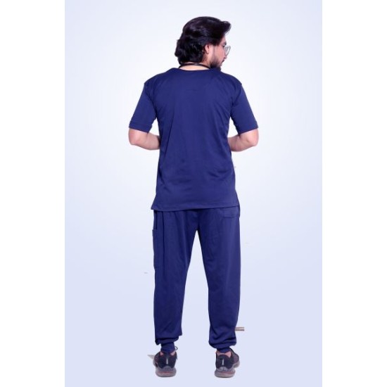 Hangerage Premium Scrub Suit (4-way Stretchable )_Navy Blue _Unisex (V Neck)