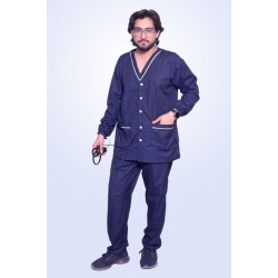 HANGERAGE DOCTOR SCRUB SUIT (FULL SLEEVES , FRONT BUTTONED)_NAVY BLUE_UNISEX