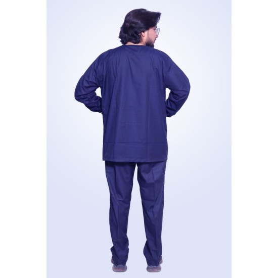 HANGERAGE DOCTOR SCRUB SUIT (FULL SLEEVES , FRONT BUTTONED)_NAVY BLUE_UNISEX