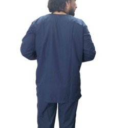Hangerage Doctor Scrub Suit (Full Sleeves with Rib, V Neck )_Navy Blue-Unisex