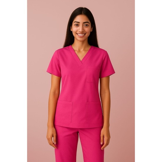DOCTOR SCRUB SUIT - PINK COLOR | V NECK | UNISEX PATTERN