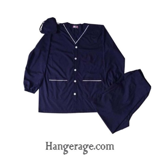 HANGERAGE DOCTOR SCRUB SUIT (FULL SLEEVES , FRONT BUTTONED)_NAVY BLUE_UNISEX