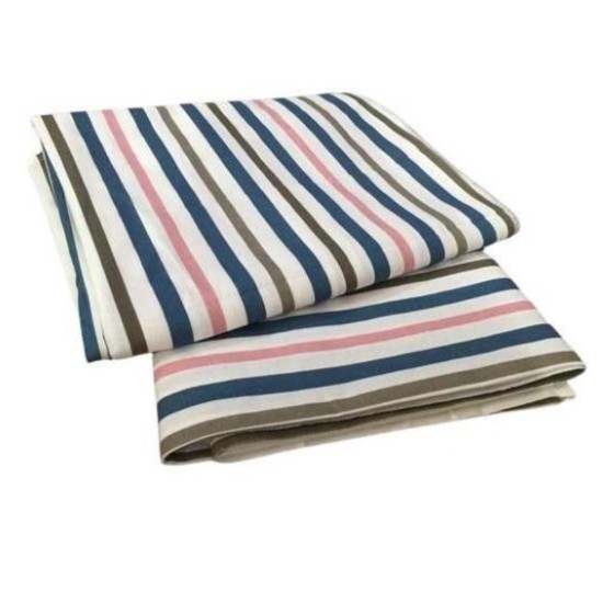 Hangerage Hospital Cotton Besdsheet | Blue & White Stripes Casement Bedsheet (60"x90") with One Pillow Cover (18"x27") 