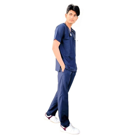 DOCTOR SCRUB SUIT -  NAVY BLUE  COLOR | V  NECK | UNISEX PATTERN 