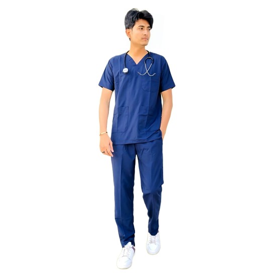 DOCTOR SCRUB SUIT -  NAVY BLUE  COLOR | V  NECK | UNISEX PATTERN 